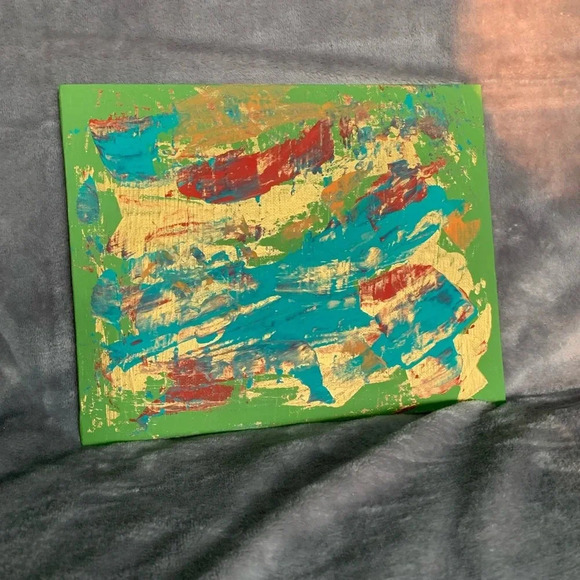 NEW Original Artwork olive, gold, teal 8”x10” - Picture 5 of 10